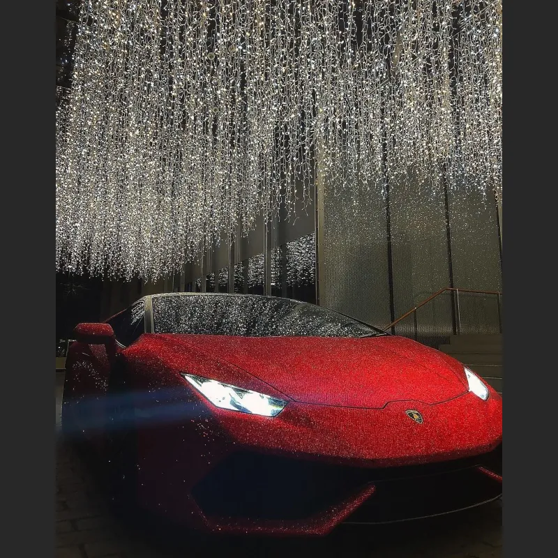 Ravoony Plus Gloss Red Glitter Car Wrap