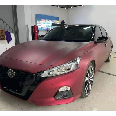 Ravoony Plus PET Matte Chrome Romanee Red Vinyl Car Wrap Nissan Altima Wrap 02