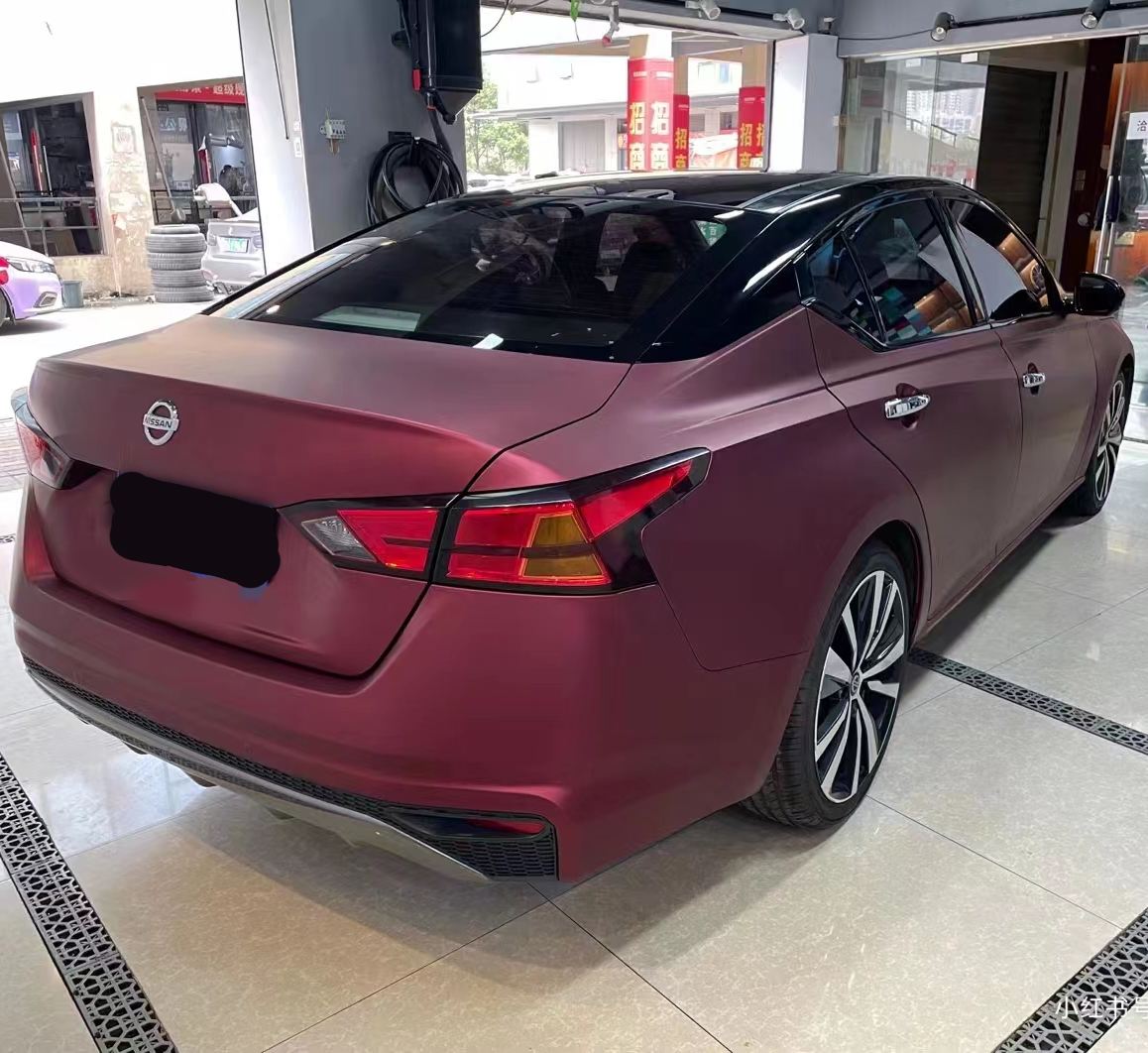 Ravoony Plus PET Matte Chrome Romanee Red Vinyl Car Wrap Nissan Altima Wrap