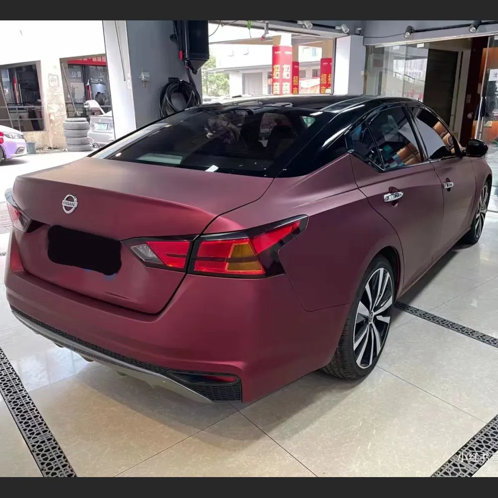 Ravoony Plus Matte Chrome Romanee Red Vinyl Car Wrap Nissan Altima Wrap