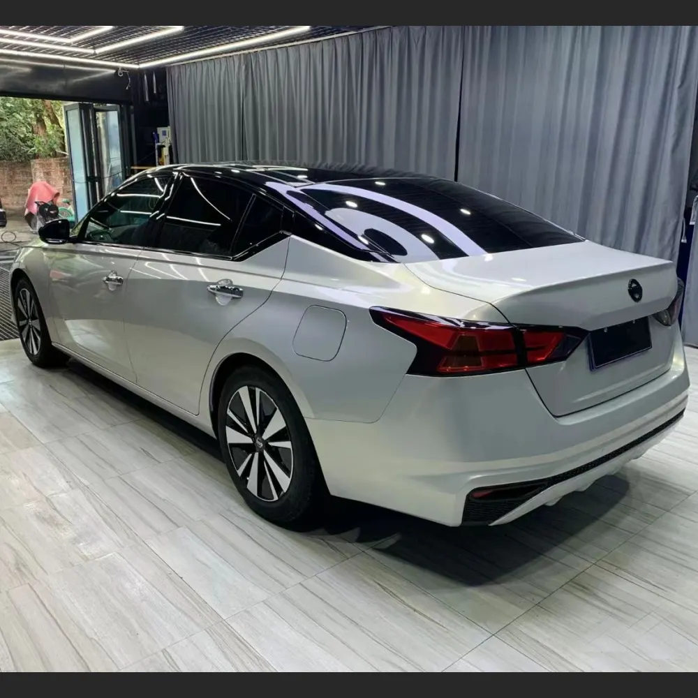 Ravoony Plus Glossy White to Gold Car Wrap Nissan Altima Wrap