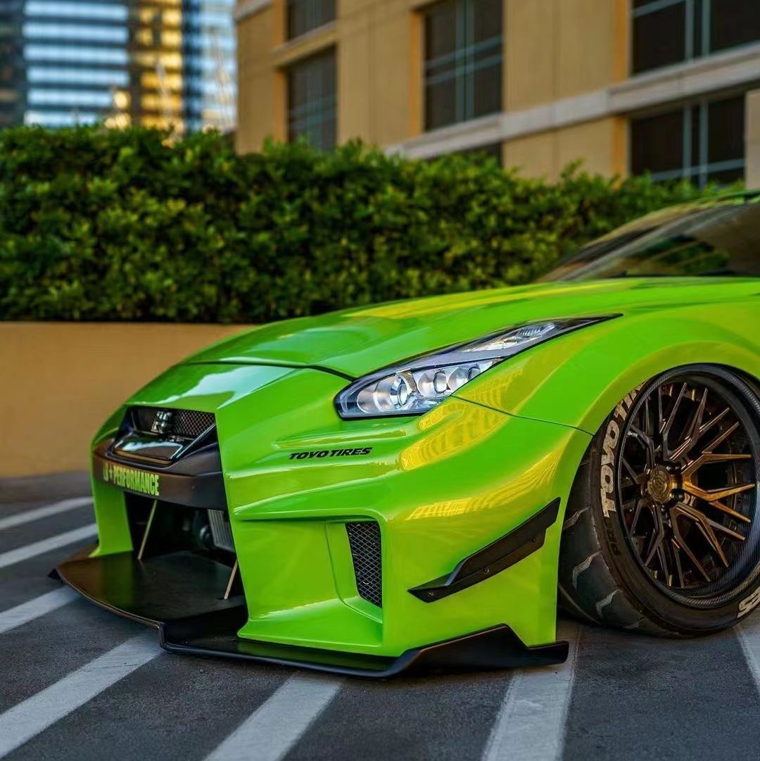 Ravoony Plus Fluorescent Green Car Vinyl Wrap Nissan GTR Wrap