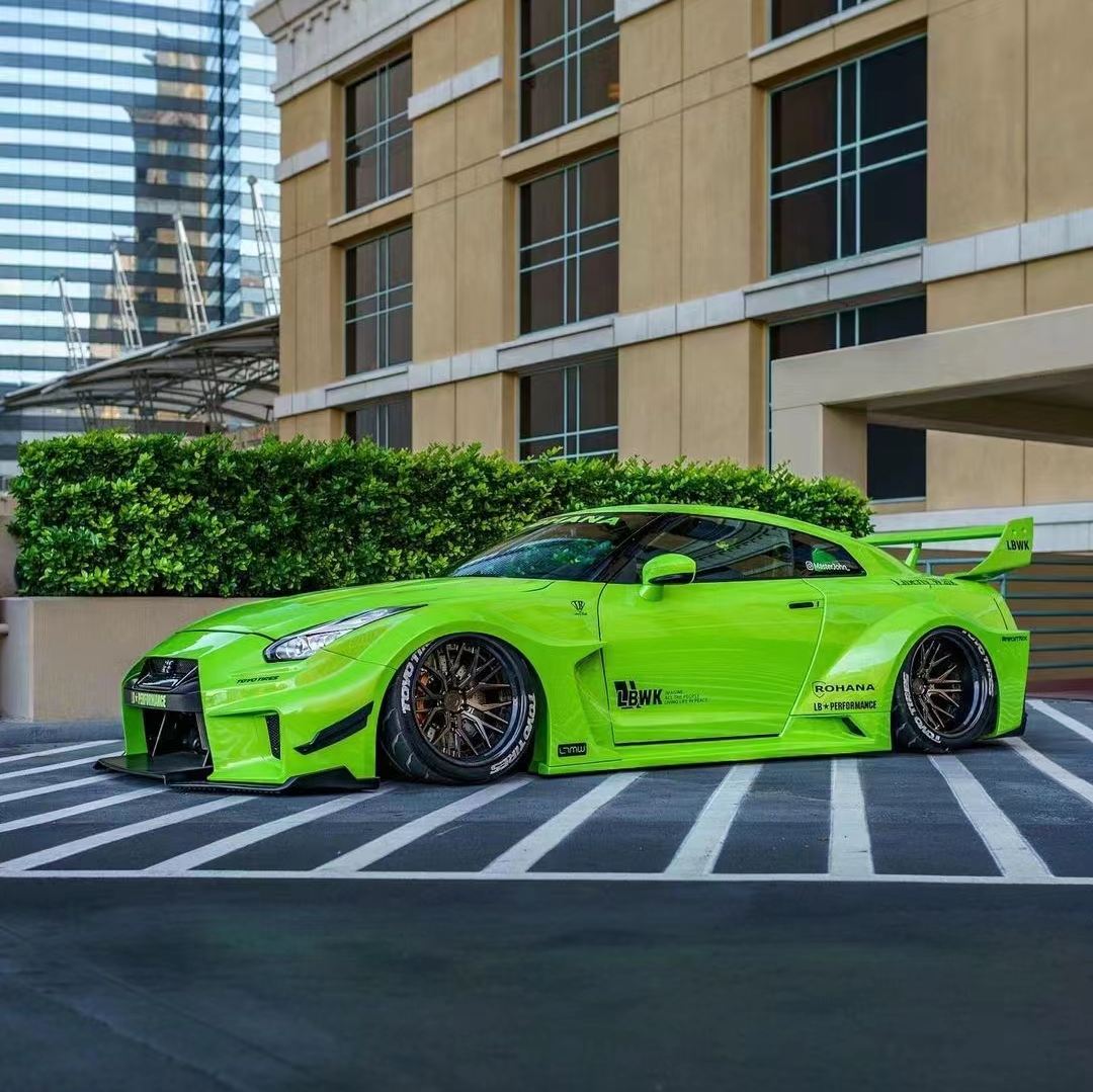 Ravoony Plus Fluorescent Green Car Vinyl Wrap Nissan GTR Wrap