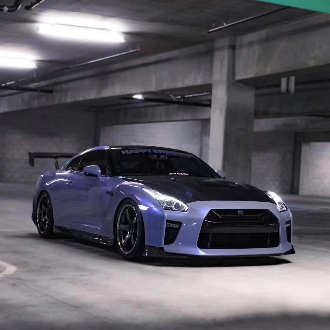 Ravoony Plus Glossy Twin Silver Purple Car Vinyl Wrap Nissan GTR Wrap