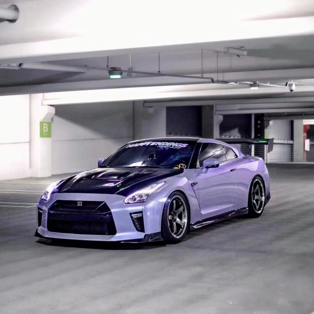 Ravoony Plus Glossy Twin Silver Purple Car Vinyl Wrap Nissan GTR Wrap