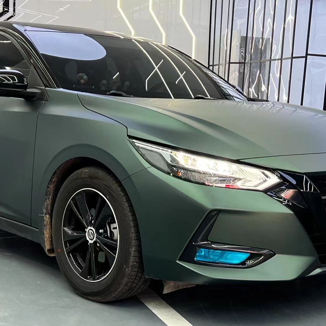 Ravoony Plus Matte Emerald Green Car Vinyl Wrap Nissan Sylphy Wrap
