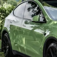 Porsche Gloss Olive Green Vinyl Car Wrap Subaru Wrap