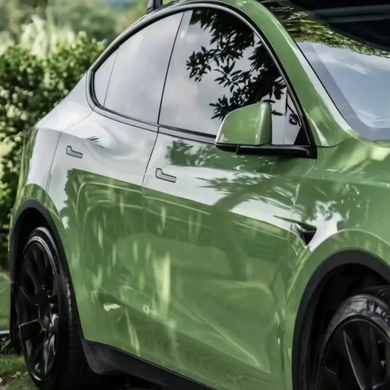Porsche Gloss Olive Green Vinyl Car Wrap Subaru Wrap