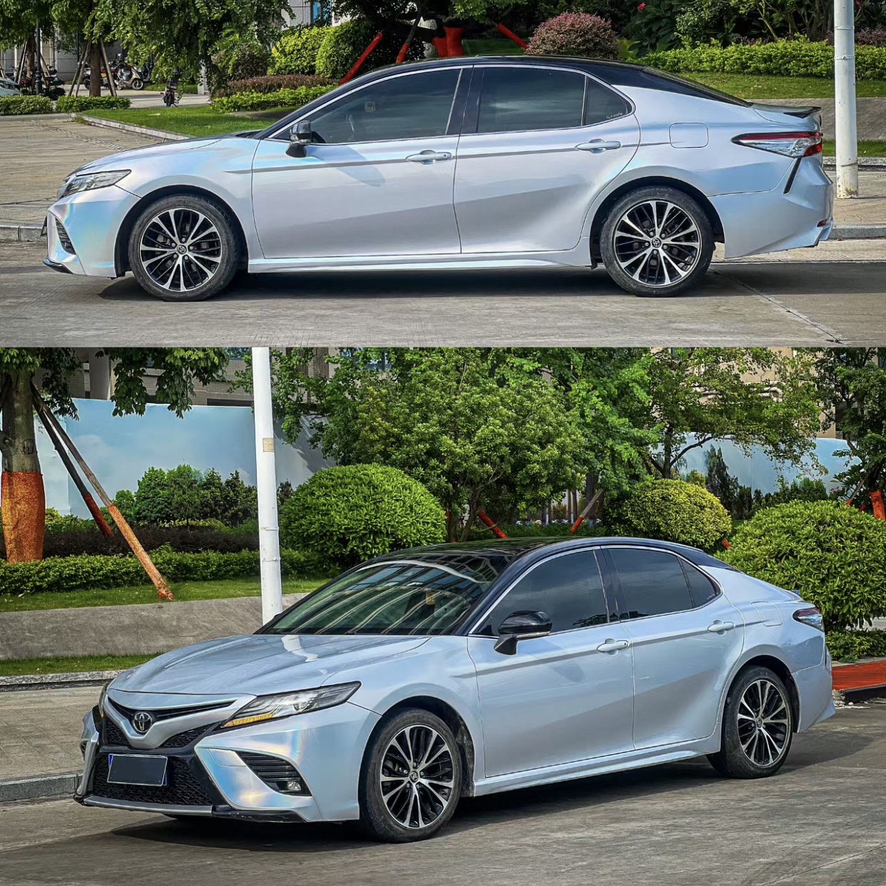 Ravoony Plus Glossy Laser White Car Vinyl Wrap Toyota Camry Wrap