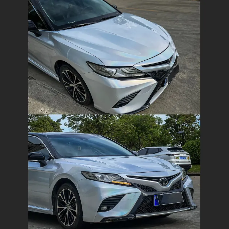 Ravoony Plus Glossy Laser White Car Vinyl Wrap Toyota Camry Wrap