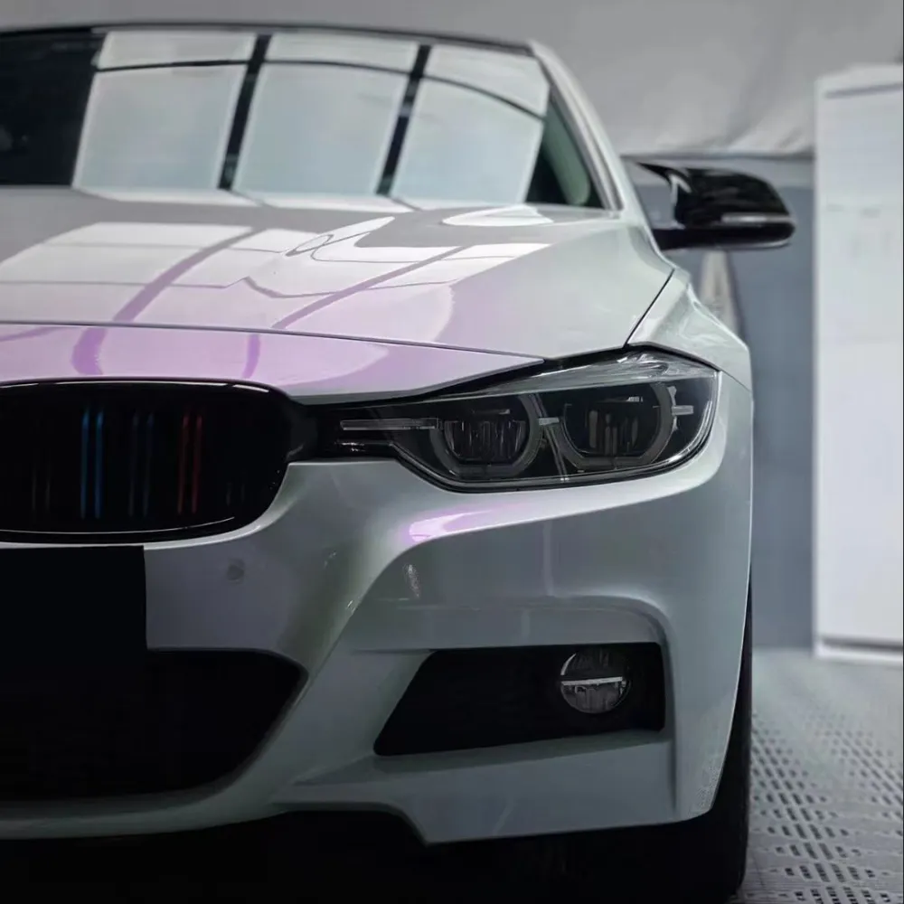 Ravoony Plus Glossy White to Purple Vinyl Car Wrap  BMW 3 Series Wrap