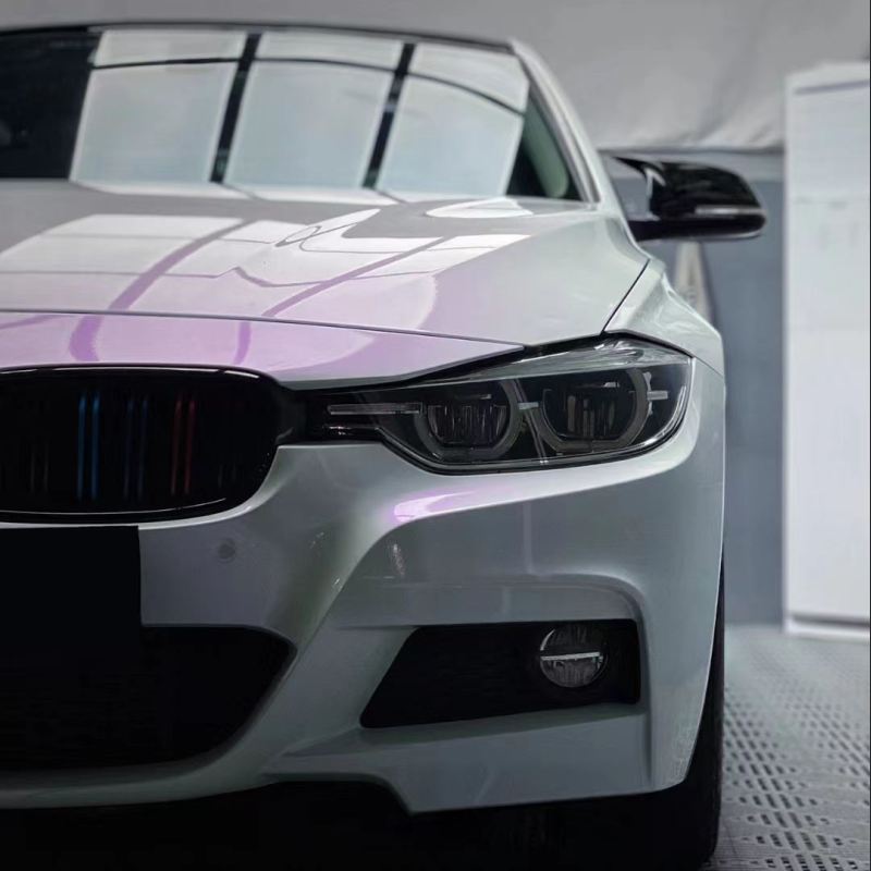 Ravoony Plus PET Glossy White to Purple Vinyl Car Wrap  BMW 3 Series Wrap