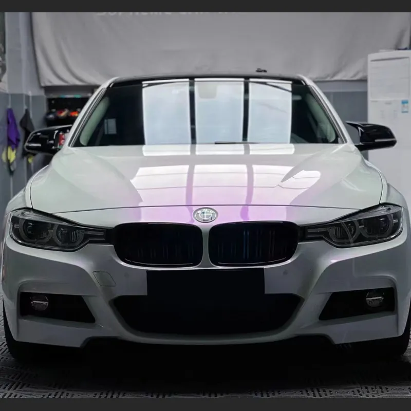 Ravoony Plus Glossy White to Purple Vinyl Car Wrap  BMW 3 Series Wrap