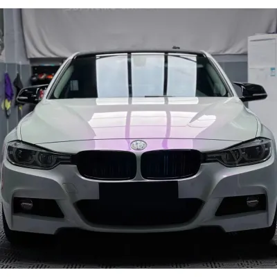 Ravoony Plus Glossy White to Purple Vinyl Car Wrap  BMW 3 Series Wrap 02