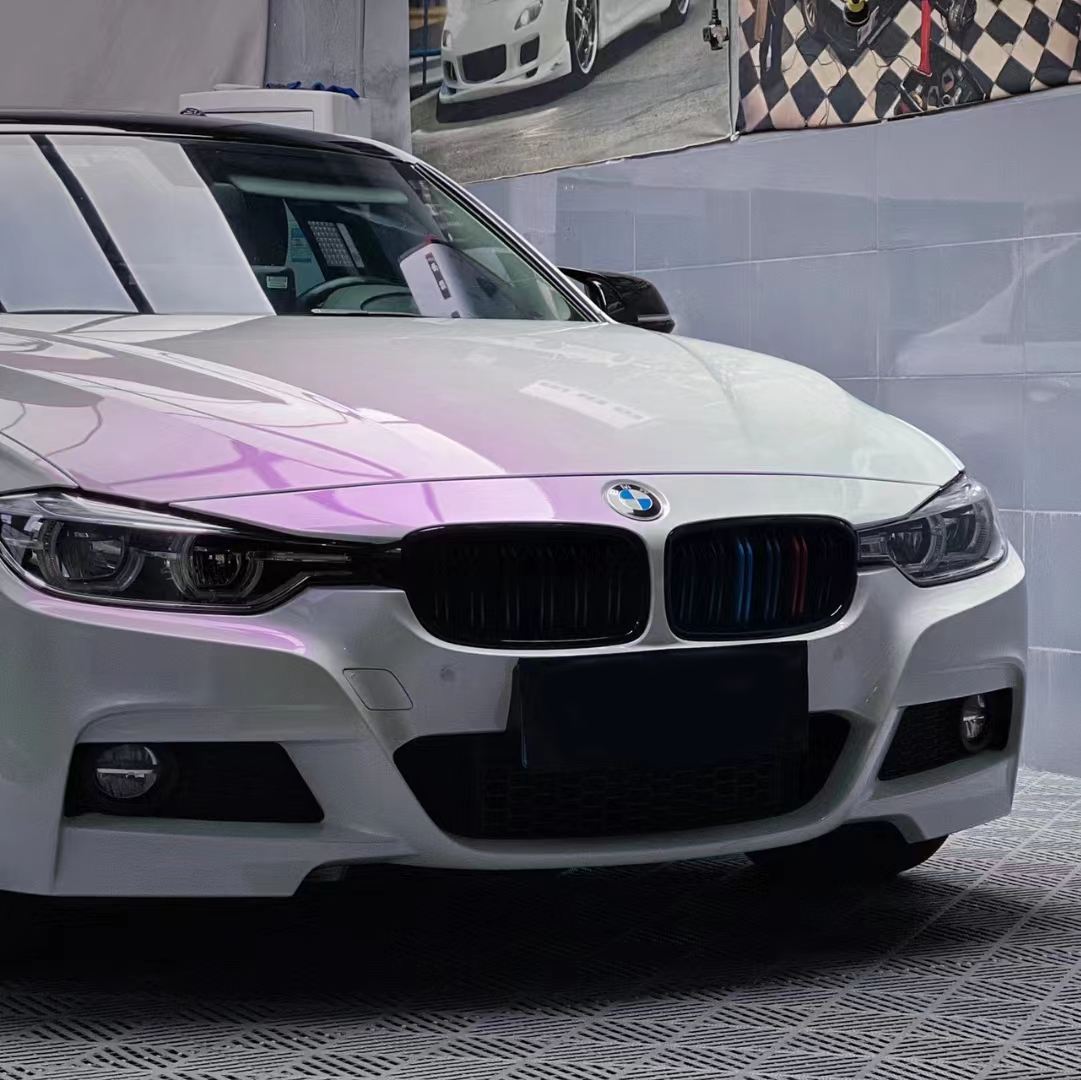 Ravoony Plus PET Glossy White to Purple Vinyl Car Wrap  BMW 3 Series Wrap