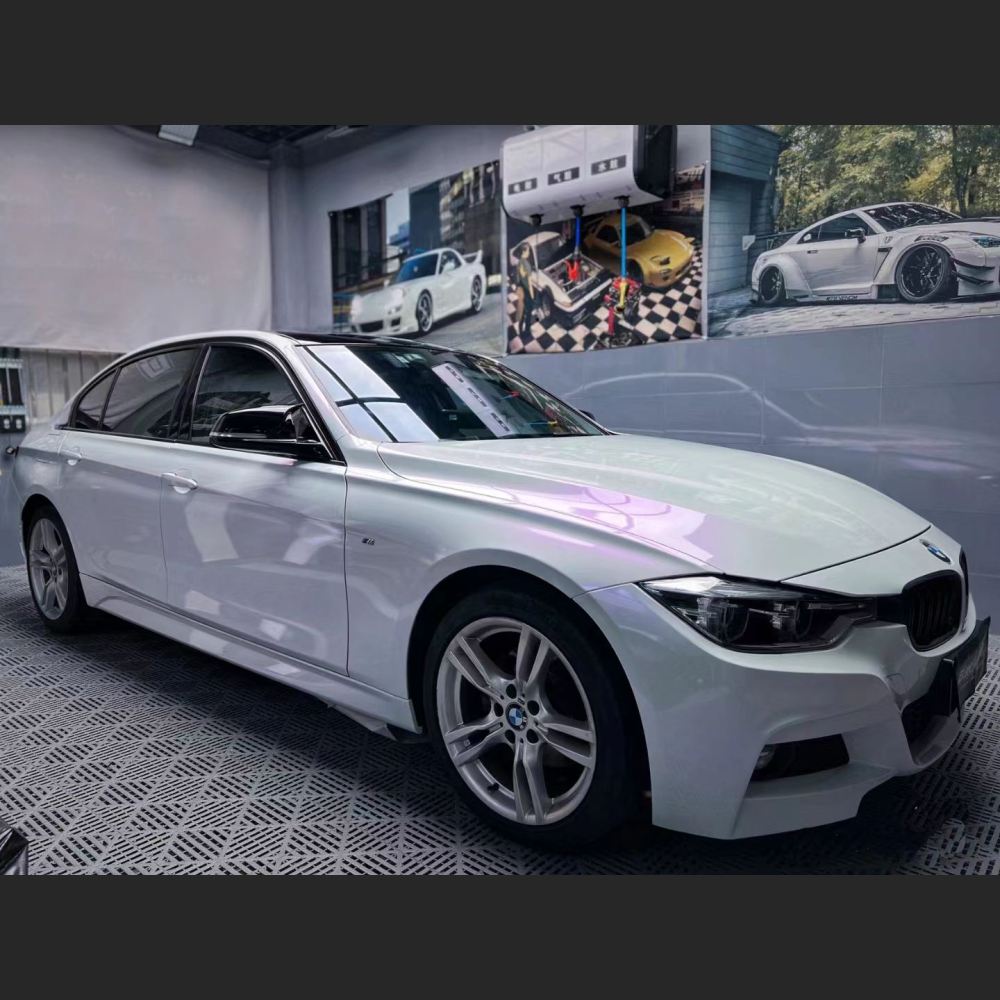 Ravoony Plus PET Glossy White to Purple Vinyl Car Wrap  BMW 3 Series Wrap