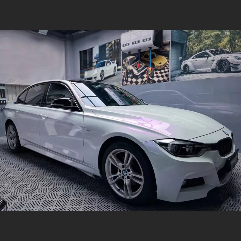 Ravoony Plus Glossy White to Purple Vinyl Car Wrap  BMW 3 Series Wrap