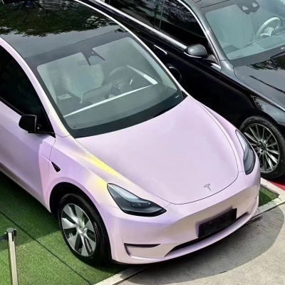 Ravoony Plus PET Glossy Glazed Pink Gold Car Wrap 02