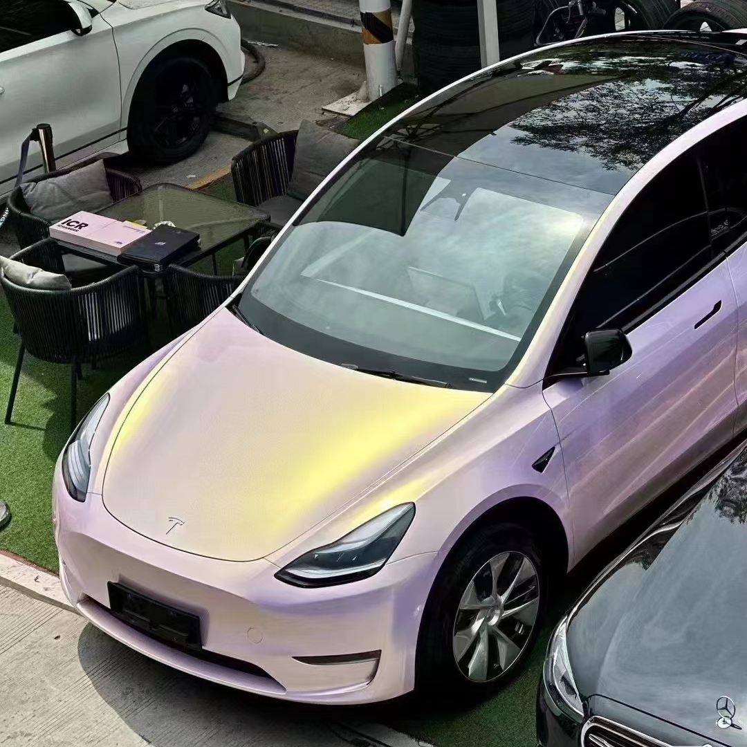 Ravoony Plus PET Glossy Glazed Pink Gold Car Wrap