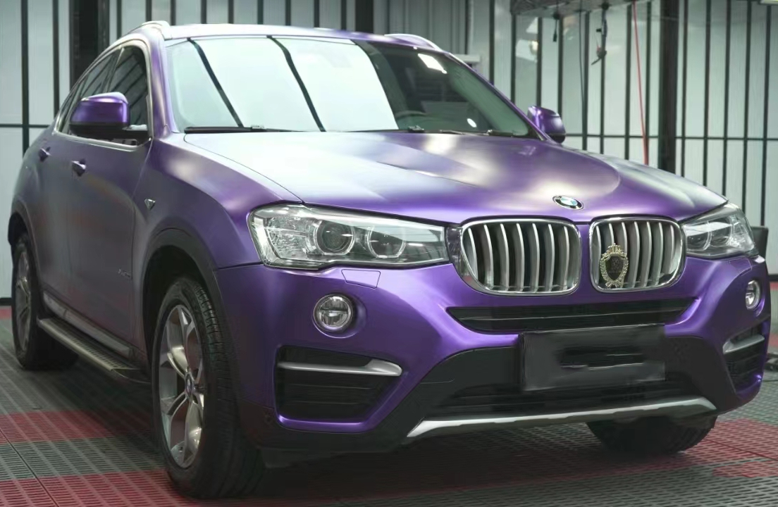 Ravoony Plus Matte Heavy Metal Sparkle Purple Car Wrap BMW X4 Wrap