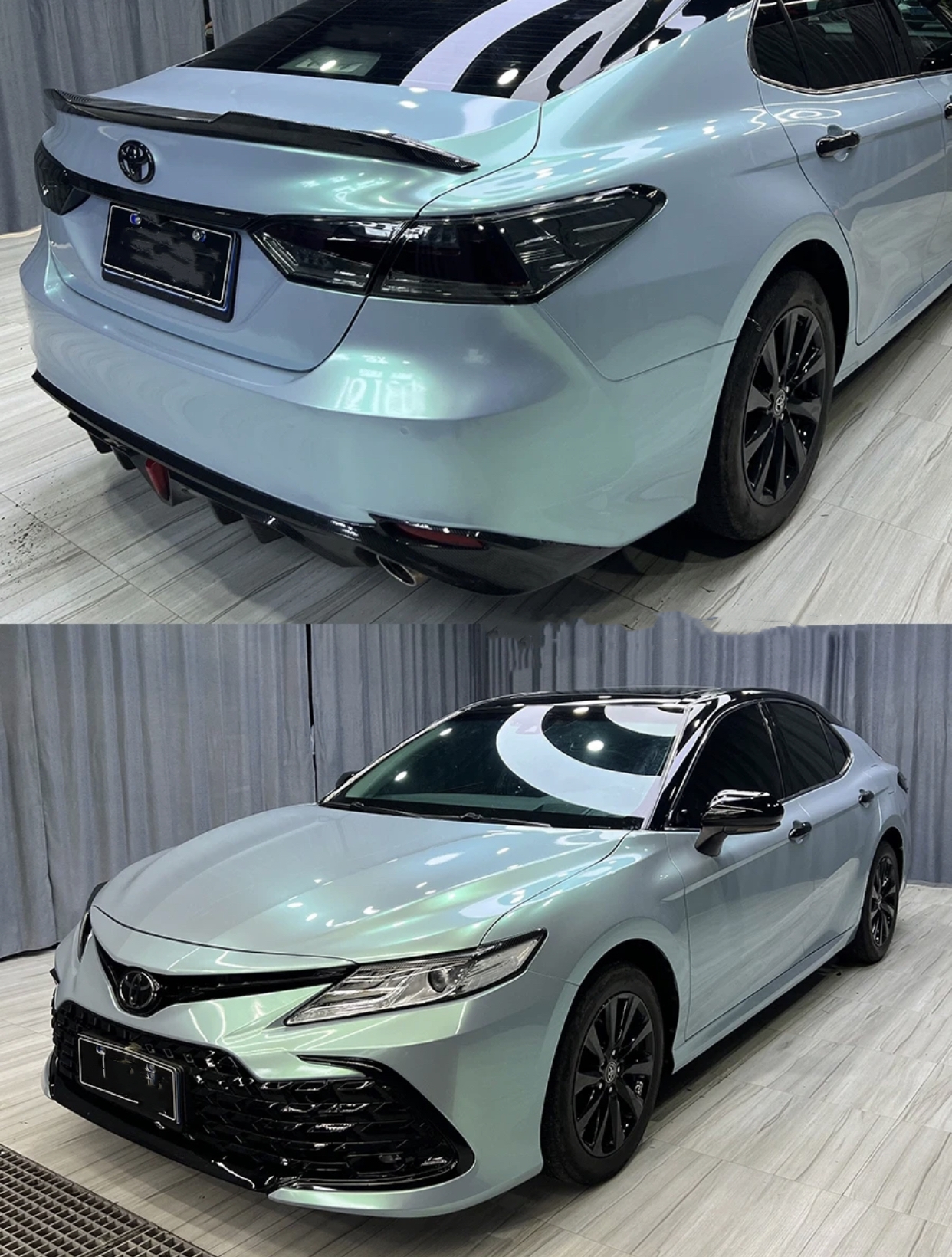 Ravoony Plus Twin Candy Grey Green Color Fliper Car Wrap Toyota Camry Wrap