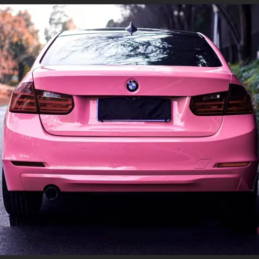 Ravoony Plus Glossy Princess Pink Vinyl Car Wrap BMW 3 Series Wrap