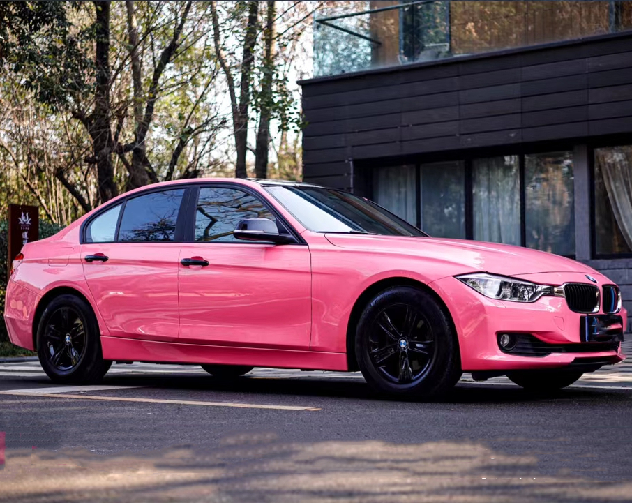 Ravoony Plus Glossy Princess Pink Vinyl Car Wrap BMW 3 Series Wrap