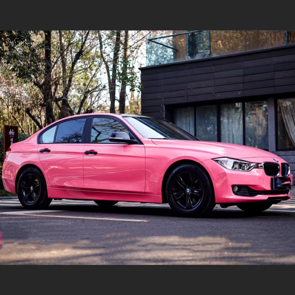 Ravoony Plus Glossy Princess Pink Vinyl Car Wrap BMW 3 Series Wrap