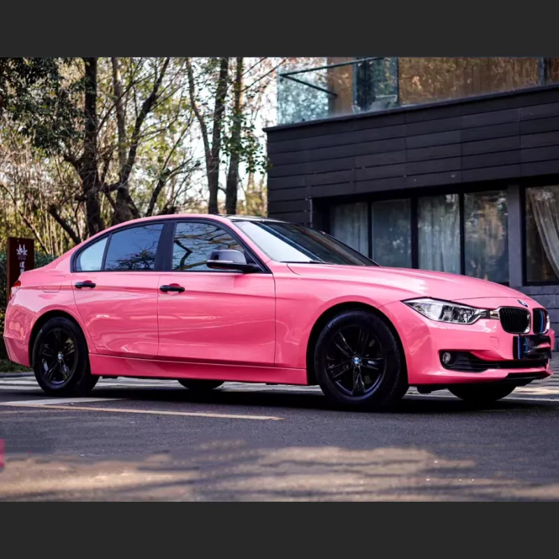 Ravoony Plus Glossy Princess Pink Vinyl Car Wrap BMW 3 Series Wrap