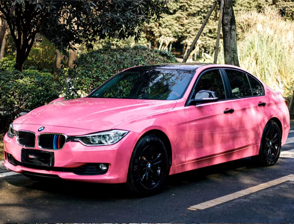 Ravoony Plus Glossy Princess Pink Vinyl Car Wrap BMW 3 Series Wrap