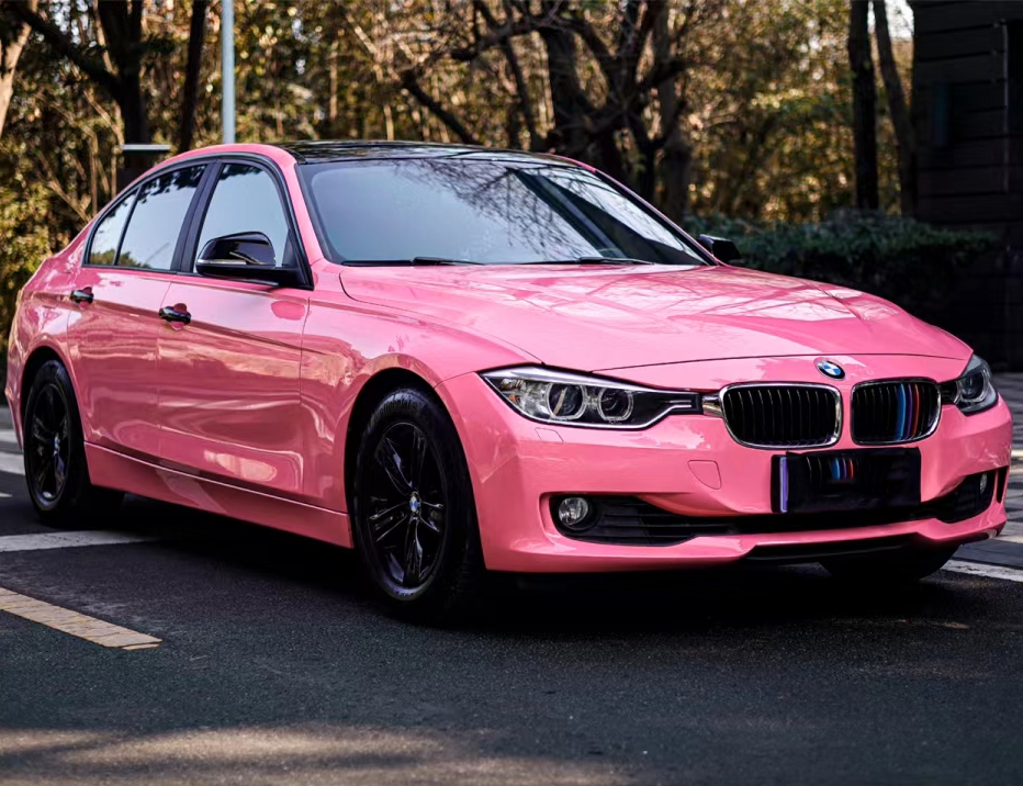 Ravoony Plus Glossy Princess Pink Vinyl Car Wrap BMW 3 Series Wrap