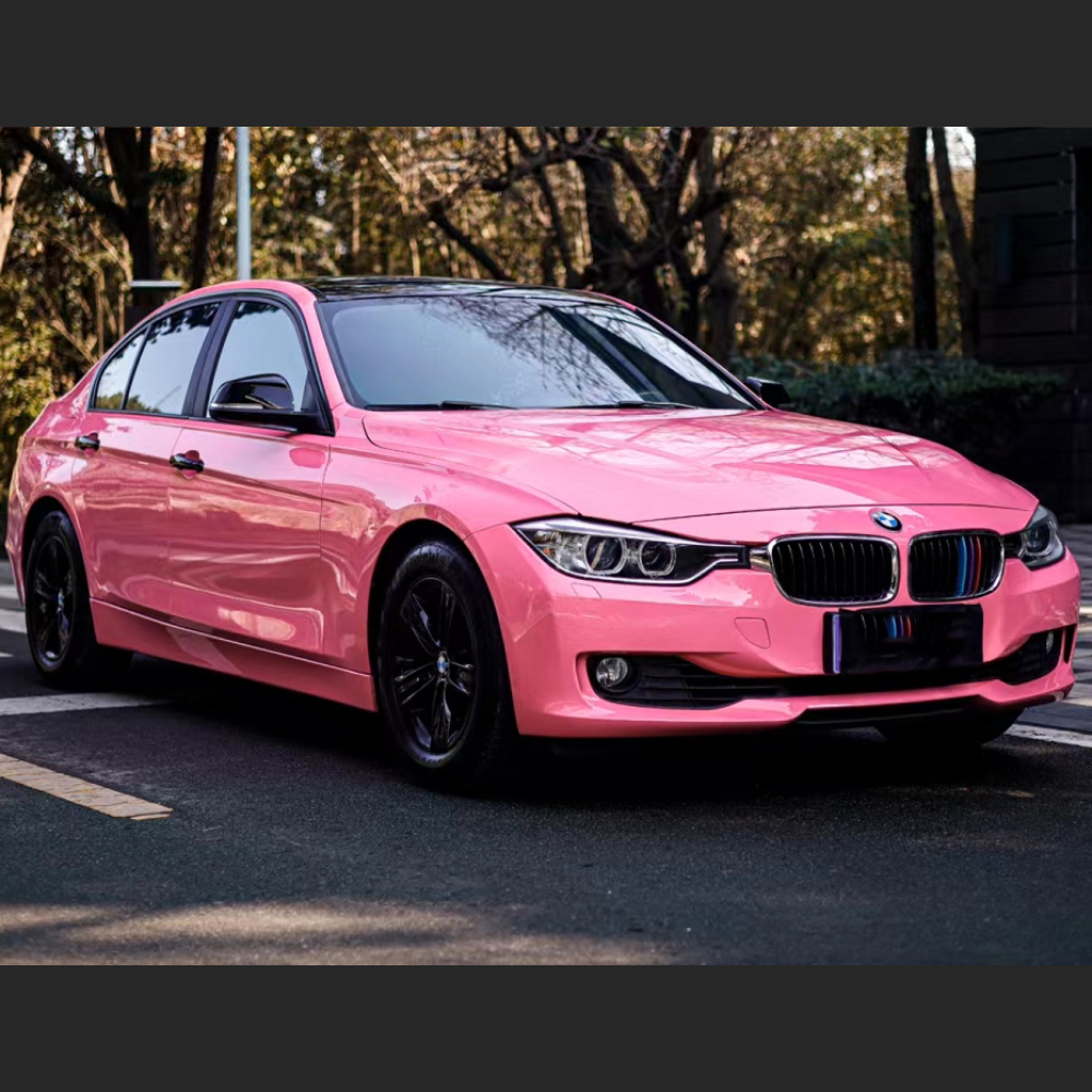 Ravoony Plus Glossy Princess Pink Vinyl Car Wrap BMW 3 Series Wrap