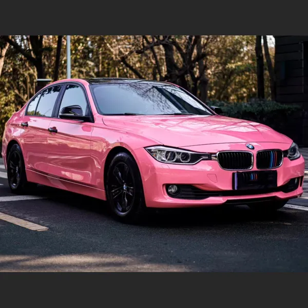 BMW 3 Series Wrap, Best Ravoony Glossy Princess Pink Vinyl Car Wrap BMW ...