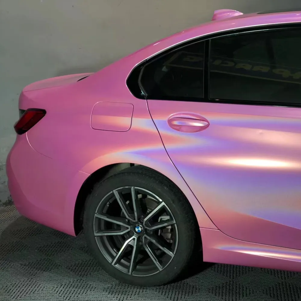 Ravoony Plus Glossy Laser Pink Car Vinyl Wrap BMW 3 Series Wrap