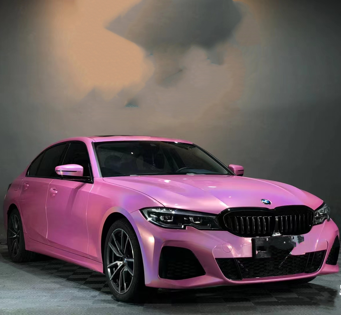 Ravoony Plus Glossy Laser Pink Car Vinyl Wrap BMW 3 Series Wrap