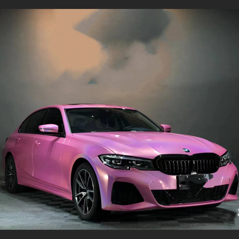 Ravoony Plus Glossy Laser Pink Car Vinyl Wrap BMW 3 Series Wrap