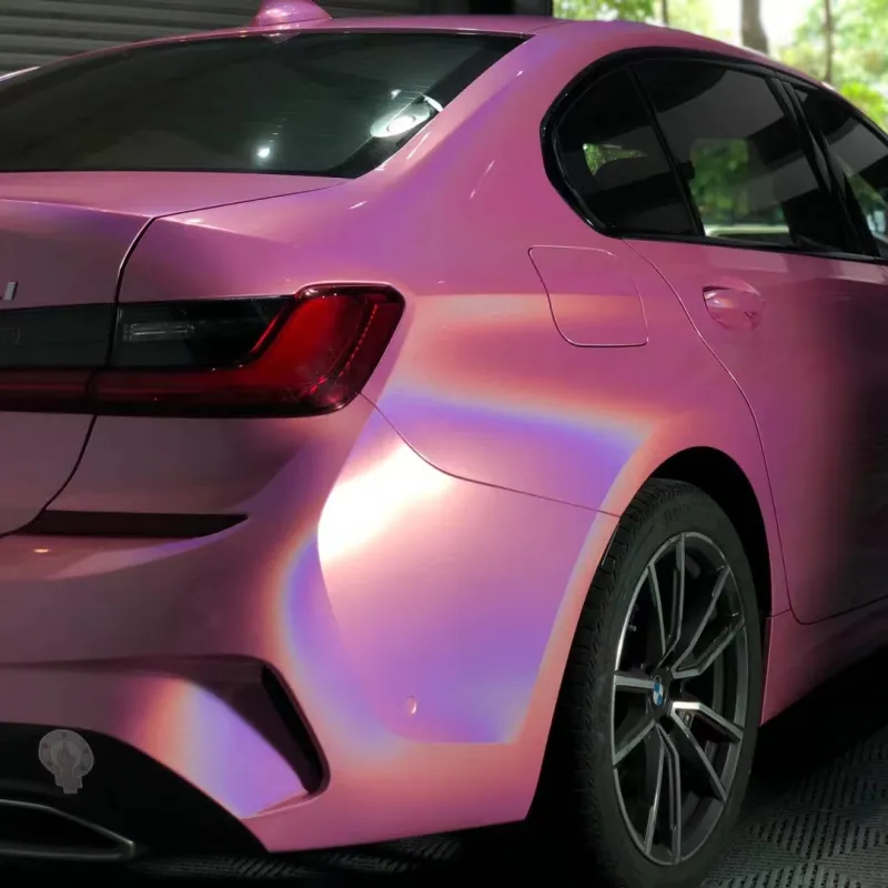 Best Ravoony Glossy Laser Pink Car Vinyl Wrap 