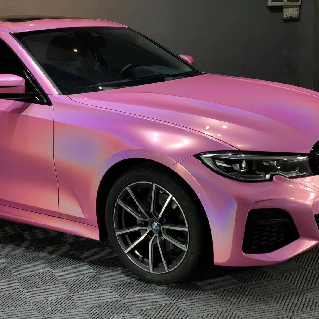 Ravoony Plus Glossy Laser Pink Car Vinyl Wrap BMW 3 Series Wrap