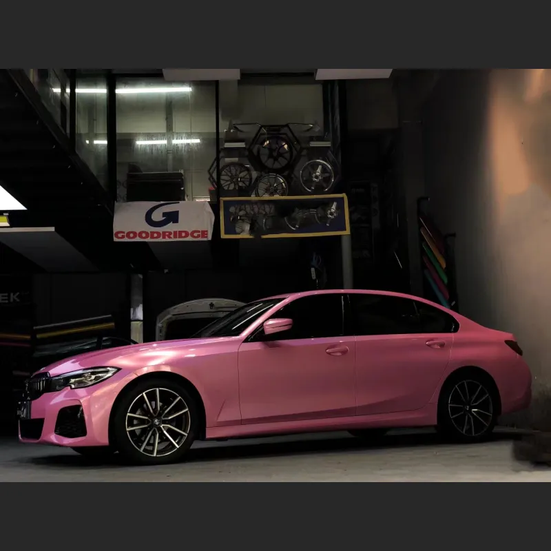 Ravoony Plus Glossy Laser Pink Car Vinyl Wrap BMW 3 Series Wrap