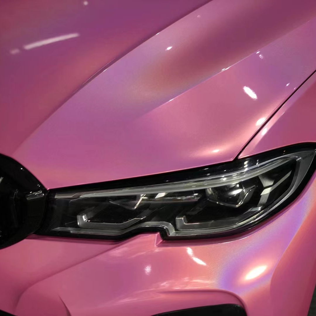 Ravoony Plus Glossy Laser Pink Car Vinyl Wrap BMW 3 Series Wrap