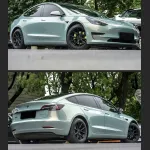 Ravoony Plus Twin Candy Green Gold Car Wrap Tesla Model 3 Wrap