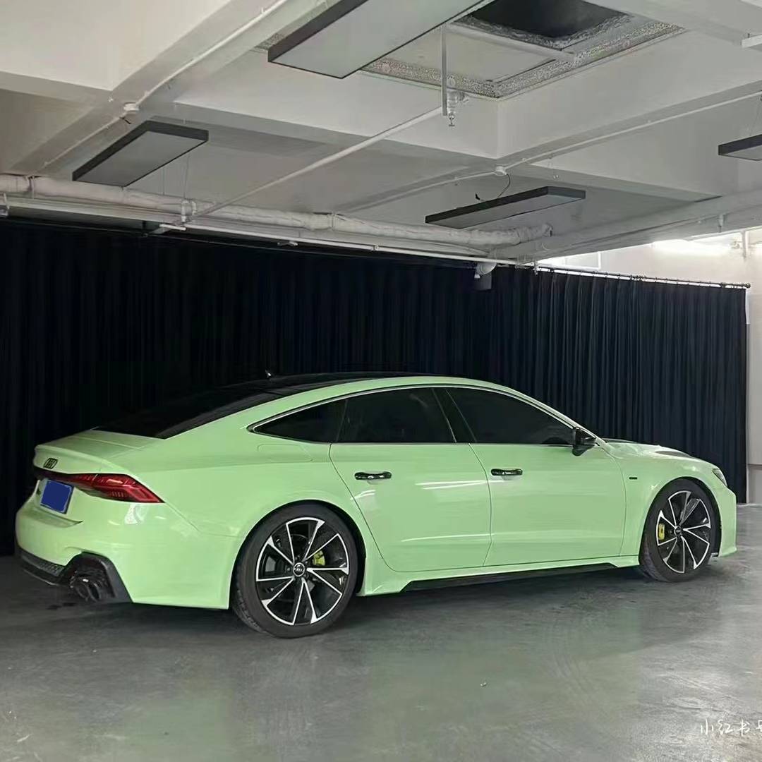 Ravoony Plus PET Ferrari Gloss Moss Green Vinyl Car Wrap Audi A7 Wrap