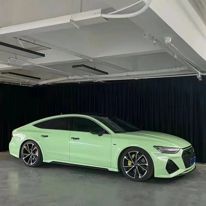 Ravoony Plus Ferrari Gloss Moss Green Vinyl Car Wrap Audi A7 Wrap