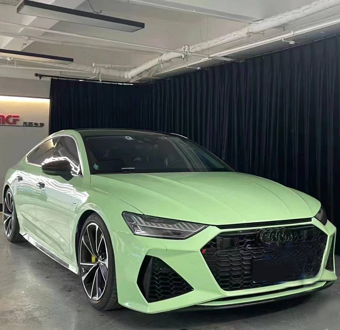 Ravoony Plus PET Ferrari Gloss Moss Green Vinyl Car Wrap Audi A7 Wrap