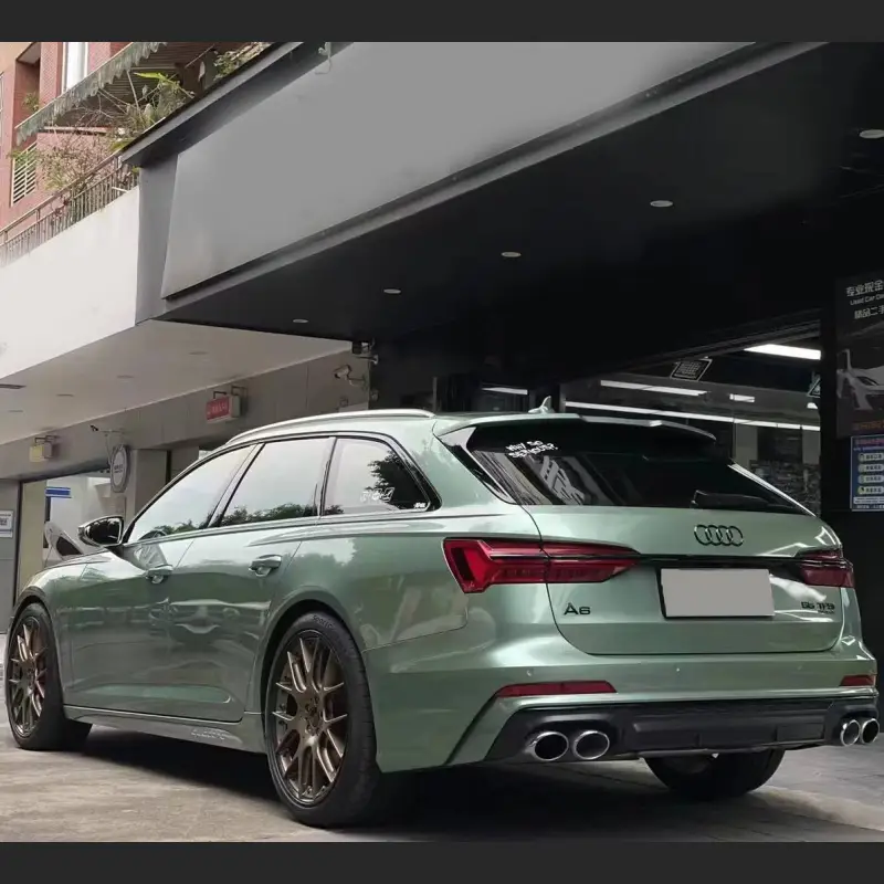 Ravoony Plus Ferrari Gloss Verde Francesca Green Vinyl Car Wrap Audi A6 Wrap
