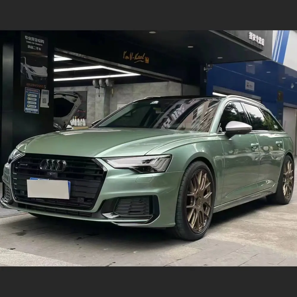 Ravoony Plus Ferrari Gloss Verde Francesca Green Vinyl Car Wrap Audi A6 Wrap