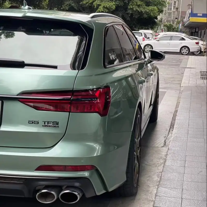 Ravoony Plus Ferrari Gloss Verde Francesca Green Vinyl Car Wrap Audi A6 Wrap