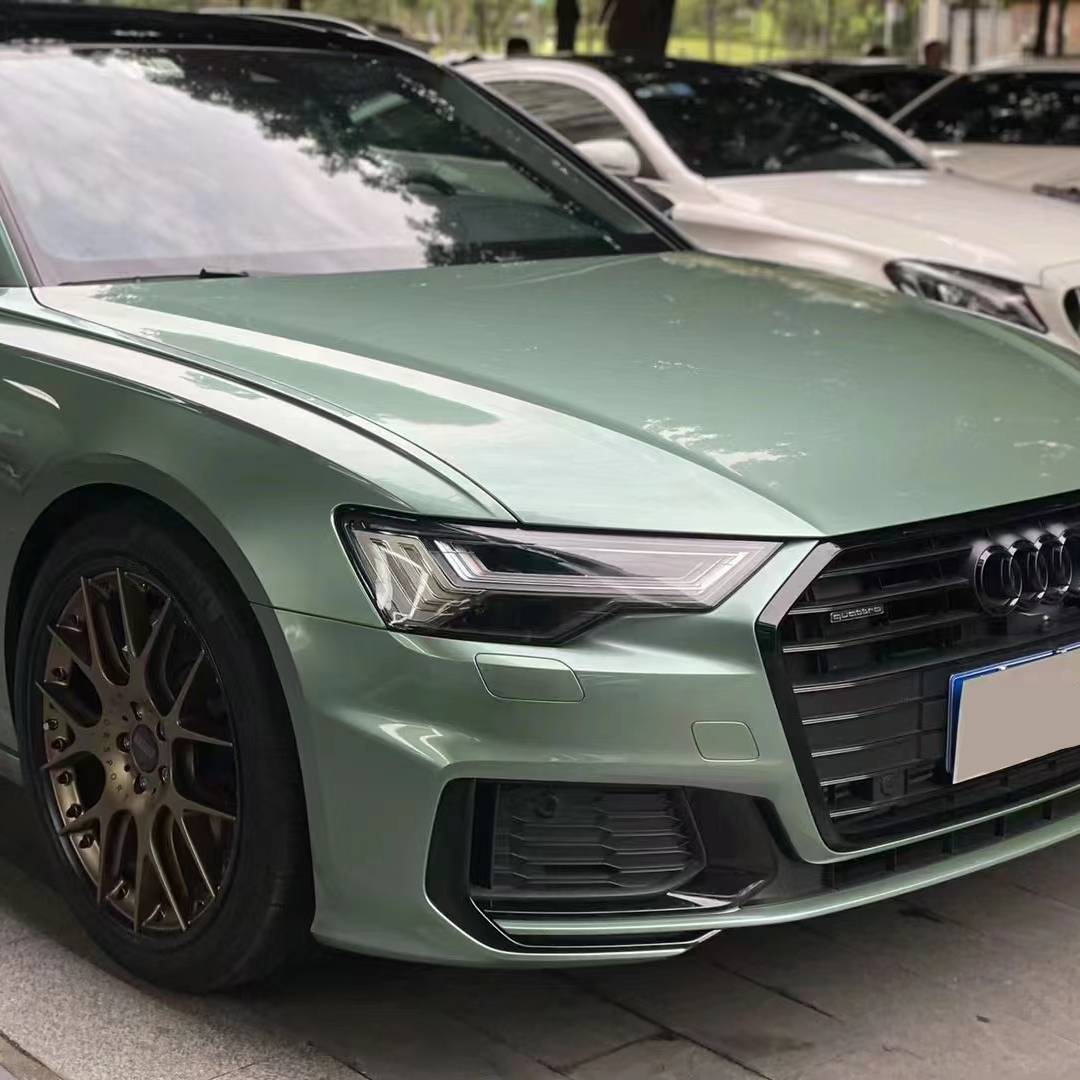 Ravoony Plus Ferrari Gloss Verde Francesca Green Vinyl Car Wrap Audi A6 Wrap