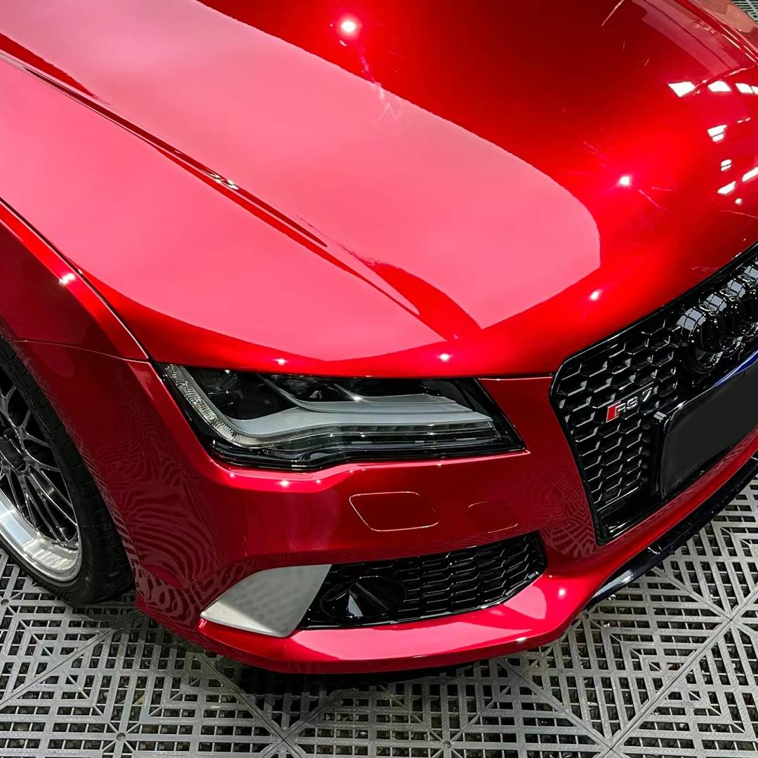 Ravoony Plus Gloss Metallic Vampire Red Vinyl Car Wrap Audi RS7 Wrap 