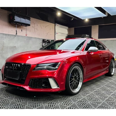 Ravoony Plus Gloss Metallic Vampire Red Vinyl Car Wrap Audi RS7 Wrap  02